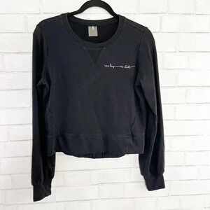 Calia by Carrie Underwood Black "New Day...New Start" Cropped Sweatshirt, XS
